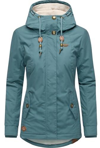 Ragwear Damen warme kurze Winterjacke mit Kapuze Monade Intl Stone Blue25 Gr. 3XL