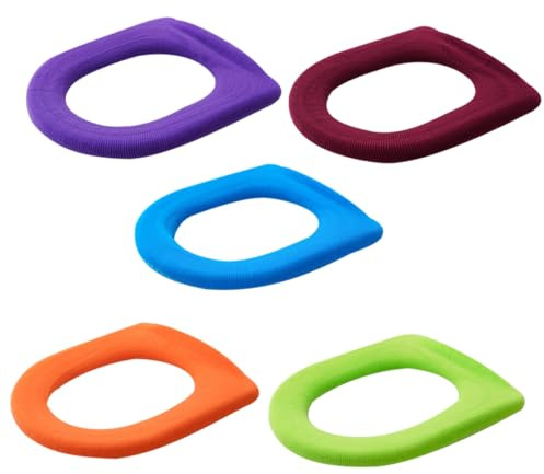 TOBBOMEY 5 Pièces Housse De Siège De Toilette Coussin Toilette Doux Et Chaud Protège Lunette De Wc En Forme De O Pour Salle De Bain À Domicile Couleur Aléatoire