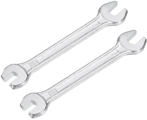 Mandouer 5.5mm x 7mm Double Open End Spanner, Galvanised Metric Wrench | Galvanised steel, rust-resistant and durable, ideal for car repair, furniture assembly, home DIY projects (2-piece)