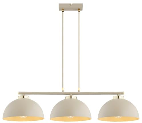 KAR LIGHTING Pendellampe 3-flammig Beige – Moon Ecru Kaschmir Leuchte aus Metall – E27 Lampen für Esszimmer oder Wohnzimmer – LED geeignet