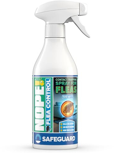 NOPE!® Control de Pulgas – Spray Sin Pesticidas ni Biocidas (500ml) | Eliminación Mecánica No Tóxica – Seguro para Camas de Mascotas, Alfombras y Tapicerías – Sin Residuos Químicos