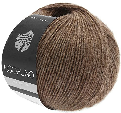 LANA GROSSA Ecopuno | Edle Netzgarnstruktur aus Baumwolle gefüllt mit Merino/Alpaka | Handstrickgarn aus 17% Schurwolle & 11% Alpaka Wolle | 50g Wolle zum Stricken & Häkeln | 215m Garn FB 17