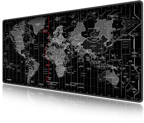 LL-COEUR XXL Gaming Mauspad Laptops Mouse Mat Weltkarte Schreibtischunterlage Desk Pad (1000 x 500 x 2 mm) Schwarz