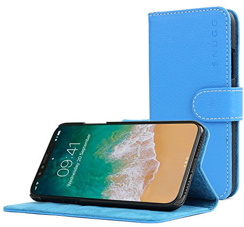 Snugg Schutzhülle für Phone XS Max – Etui aus Leder mit Kartenschlitzen und Ständer – Legacy-Kollektion, Flipcase, Handyhülle in Elektrischem Blau