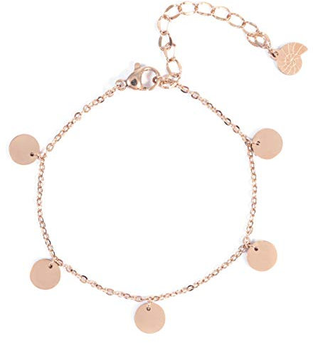 Happiness Boutique Damen Armband mit Mehreren Plättchen in Rosegold | Kreis Armkette Runde Anhänger Geometrischer Schmuck
