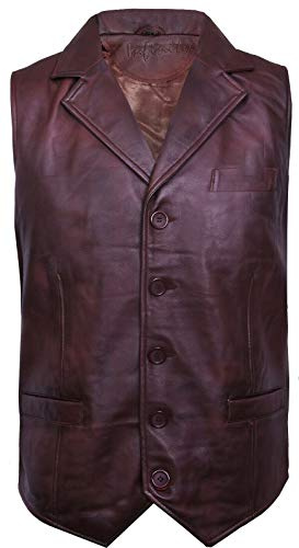 Infinity Leather Männer Schick Conker Braun Jahrgang Leder Weste 5XL