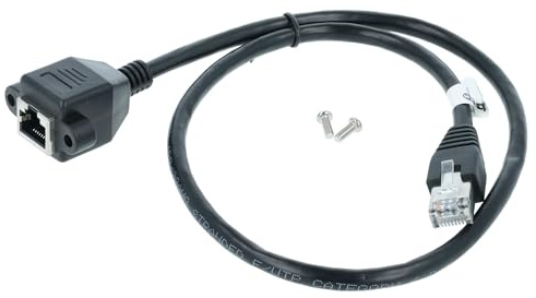 vhbw Cable de extensión Ethernet LAN | extensión Cat6, clavija macho a hembra RJ45, 0.5m, para montaje en panel negro