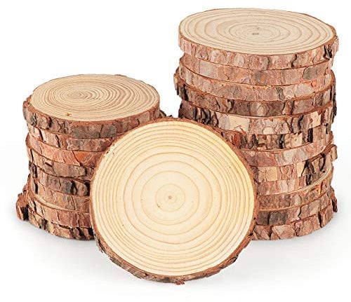 ilauke 16 Stücke Holzscheiben Holz Log Scheiben 9-10cm Runde Naturholz Baumscheiben Ca.10mm Dicke für DIY Handwerk Holz-Scheiben Hochzeit Mittelstücke Weihnachten Dekoration Baumscheibe