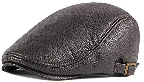 MHGLOVES Leder Schiebermütze Duckbill Schlägermütze Flat Cap,Golfer Hunter Cap Schiebermütze Chauffeurmütze Schirmmütze Schildmmütze Golfermütze Kappe Hut,2 Stück (55-60CM),Braun
