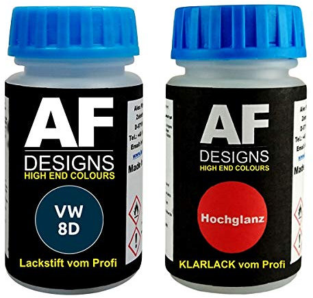 Lackstift für VW/Volkswagen 8D Storm Blau Metallic + Klarlack je 50ml Autolack Set