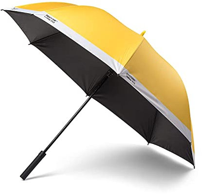 PANTONE, Stockschirm, Regenschirm, hochwertig klassisches Design, 130 cm Durchmesser, wasserabweisend, Griff mit Soft-Touch, Yellow 012 C