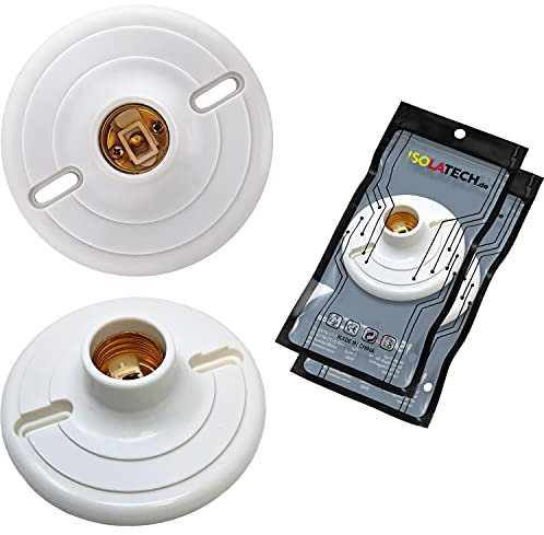 ISOLATECH 2pcs E27 douille murale en plastique avec trous de forage LED lampes à économie d'énergie (max.250V/4A) lampes Accueil installation plafond support cuisine socle salle de bains encastrer