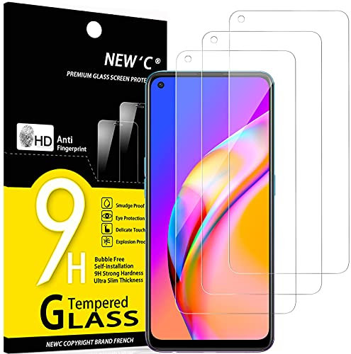 NEW'C 3 Piezas, Protector Pantalla para Oppo A74 4G, Oppo A94 5G, Cristal templado Antiarañazos, Antihuellas, Sin Burbujas, Dureza 9H, 0.33 mm Ultra Transparente, Ultra Resistente