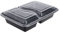 STACKABLES - 10 Pack Solid Plastic Rectangular Black Food Containers with Clear Lids ~ BPA-Free ~ Microwave, Fridge, and Freezer Safe ~ Reusable Meal Prep Storage Deli Containers (32oz 2 Compartments)