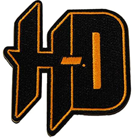 Harley-Davidson Toppa ricamata con emblema H-D, 6,7 cm, colore: Nero e Arancione