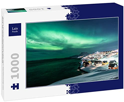 Lais Jigsaw Puzzle Aurora Borealis (Northern Lights) over the night sky of Nuuk, the capital of Greenland 1000 Pieces