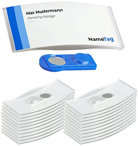 Ironix Namensschilder mit Doppelmagnet (20 Stück, Transparent) Namensetiketten für Kleidung 75x32mm, Namensschilder Magnet für Messen, Konferenzen oder Präsentationen, Magnetschilder zum Beschriften
