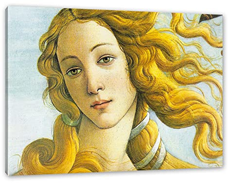 Pixxprint Sandro Botticelli - Die Geburt der Venus Ausschnitt, Größe: 80x60cm, Leinwandbild, fertig gespannt, Wandbild, Dekoration, Kunstdruck, kein Poster