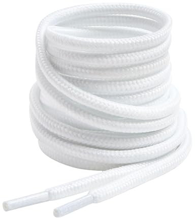 VSUDO 115 cm Lacci Bianco Rotondi per Scarponi/Stivali, Stringhe ø4 mm per Scarpe da Passeggio, White Boots Lace, Lacci per Scarpe da Lavoro/Escursionismo/Sicurezza/Trekking (2 Paia-Bianco-115cm)