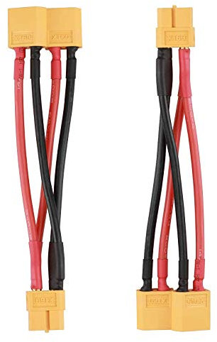 LINSYRC 2 Stücke XT60 Parallel Stecker 1-Buchse auf 2-Männlich Adapter Splitter 10cm 12awg Kabel für RC Lipo Akku