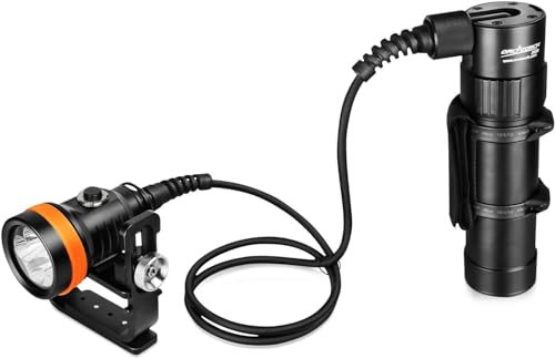 ORCATORCH D630 V2.0 5 LED 4000 Lumen Gerade oder seitlich montierte Kanister Primäre Tauchlampe Technische Tauchtaschenlampe, für Höhlentauchen, Wracktauchen