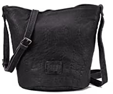 Biba Tasche für Damen aus echtem Leder, Umhängetasche Leather Chester Texas CHR1L, Langen Griff, Reißverschluss, Echtes Schaffell, Schwarz Farbe
