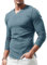 Lehmanlin Camiseta Deportiva de Manga Larga para Hombre, Cuello en V Elástico, Ajuste Musculoso, Ropa Interior Casual, Camisa Térmica de Manga Larga para Hombre de Peso Ligero Azul S