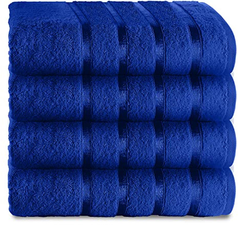 Hand Towels For Bathroom | 4 Piece Egyptian Cotton Towels | 500 GSM Quick Dry & Water Absorbent Towel For Gym-Spa, Royal Blue