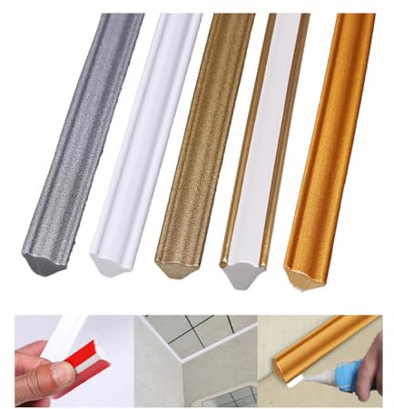 Zierleisten Selbstklebend,Deckenleisten Selbstklebend,Eckleiste,Zierleiste Selbstklebend,Flexible Zierleiste,Deckenleiste Selbstklebend,Zierleisten Selbstklebend Wand (Champagnergold 12mm*9mm)