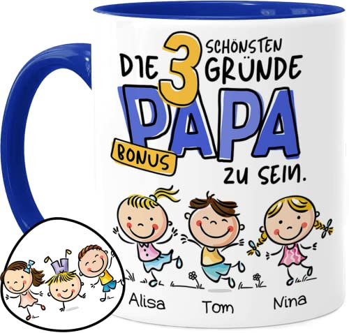 Cupdarling® Mug Bonus Papa Personnalisé - Les 3 Plus Belles Raisons D'Être un Beau-Père - Tasse Cadeau pour Fête Des Pères ou Anniversaire - 330 mL Céramique
