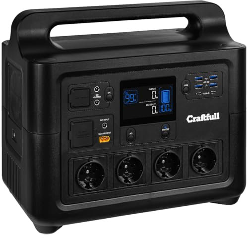 Craftfull Powerstation Fast Charge PS1800 | 𝟑 𝐉𝐚𝐡𝐫𝐞 𝐆𝐚𝐫𝐚𝐧𝐭𝐢𝐞 - 1800 Watt - Lithium LiFePO4 Akku - 80% nach > 2000 Ladezyklen - USB-C/USB-A/KFZ/Schuko-/Hohlstecker (1800 Watt)