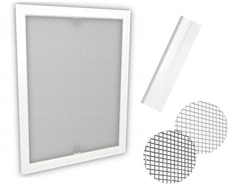 time4blinds Fly Screen Mosquito Net for Windows with Adjustable Aluminium Frame - can be shortened and adapted to the window - Insect Window Screen Mesh - 130x150cm – White Frame, black net