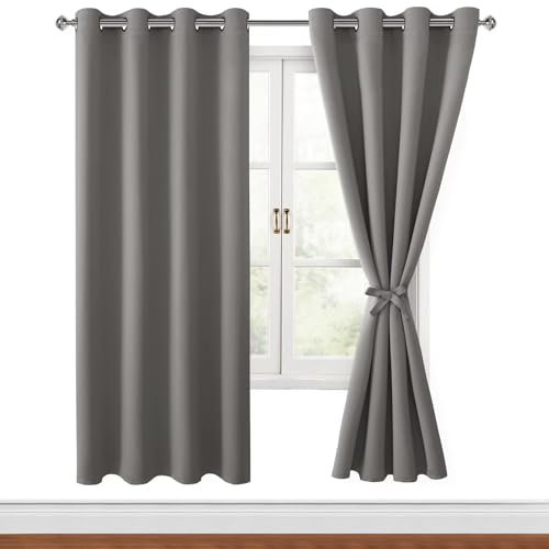 Hiasan Verdunklungsvorhänge Gardinen mit Ösen,Grau Blickdicht Vorhänge,2 Stück,140 x 200 cm (Breite x Höhe),weiche Schiebevorhänge für Schlafzimmer,Wohnzimmer usw.