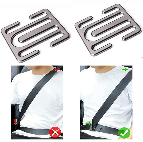 Car Seat Belt Clips Adjuster Seatbelt Universal All Auto Models, Metal Seat Belt Clip,Car Metal Seatbelt Clip, Locking Clip Safety Seat Belt Shoulder Stopper Buckle for Adults, Kids, Man (SILVER)