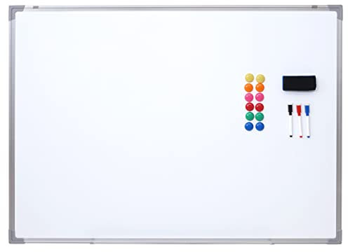 Décoshop26 Tableau Blanc magnétique mémo Panneau d'affichage Accessoires Inclus 110x80cm 04_0005117