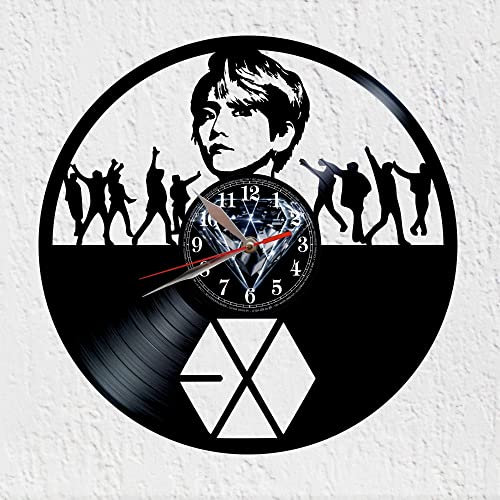 VINY WOODY Wanduhr Vinyl Scheibe Silhouette Jungen Band K-Pop