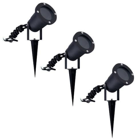 Ledvion - 3X LED Strahler, Aluminium, IP65, GU10 Fassung, 1 Meter Kabel, LED Strahler, Garten Spot