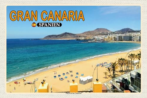 Blechschild 18x12 cm Gran Canaria Spanien Playa de las Canteras Wand Deko Bar Kneipe Sammler Geschenk