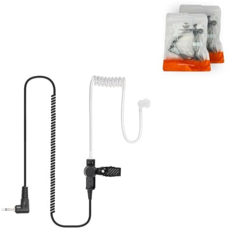 Hoornie® Ohrhörer (2er-Pack) Schallschlauch mit 3,5mm Klinke - transparent inkl. Halteclip und 10 (x2) Ohrstöpsel - Kopfhörer Headset für Funkgeräte