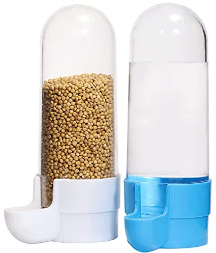 Vögel Automatischer Wasserspender, Futterspender Vogel Wasserspender, Papageien Tränke, für Ziervogel, Papagei, Taube (2 Stück) (Weiß und blau)