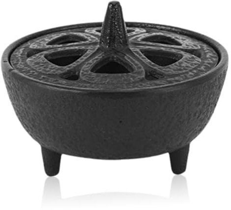Incense Holder, Cast Iron Lotus Seedpod Design Incense Holder with Lid Cast Iron Wax Melter for Log Burner Incense Burner Holder Bakhoor Burner for Meditation Yoga Room