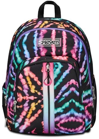 Seven Zaino Scuola Adavanced Detach, Nero Fucsia, Multi-Shade Girl, Doppio Scomparto Con Tasca Staccabile Uso Zainetto, Tasca Porta PC, Tasca Porta Borraccia, Zaino Medie e Superiori, Bambina Ragazza