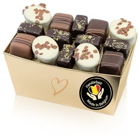 ePralinchen handverarbeitete belgische Luxus-Pralinen | Marzipan Edition 450g | bunte Marzipanmischung mit Orange, Pistazie, Champagner uvm. | mit Alkohol | köstliche Schokolade made in Belgium