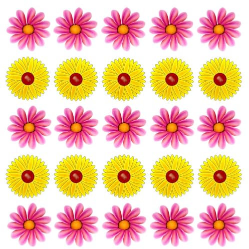 30PCS Windows Fly Catcher for Indoor, Flower Style Window Fly Stickers Traps, Fruit Fly Trap Insect Flies Wasp Pest Killer(Yellow + Pink, 15 Traps Each Color)