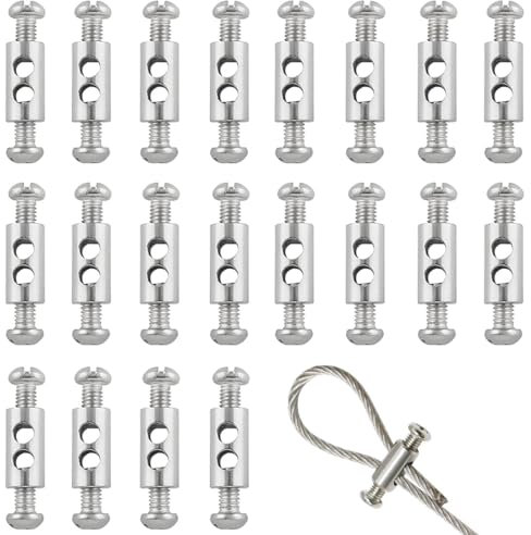 KSJEHW 20 Morsetti per Cavi con Tappo terminale a Vite,Filo Diametro 1-2 mm e Morsetti per Cavi,Filo di Acciaio a Doppia estremità e Morsetti per Cavi
