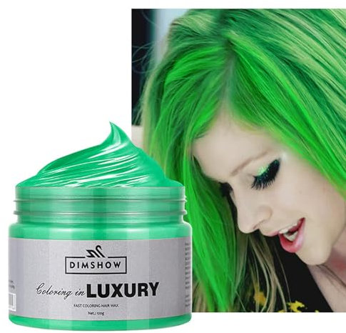 Grünes Temporäres Haarwachs,Crazy Green Haarspray Temporär,Abwaschbare Semi-Permanente Schlamm,Einmalig Haarfarbe,Instant Styling Haarpaste Schlamm,Natürliche Haarfarbe für Party,Aktivitäten&Halloween