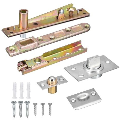 QUARKZMAN Invisible Pivote Bisagra Sistema Oculta Puerta Bisagras para Madera Puertas 360 Grados Inoxidable Acero Plata 1 Juego