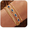 YADOCA Gold Armband für Damen Mädchen, 18K Gold Vergoldet geschichtet Schmuck Armband Set zierlich Stapelbar Armbänder Link Büroklammer Kette Frauen Mädchen -Blau