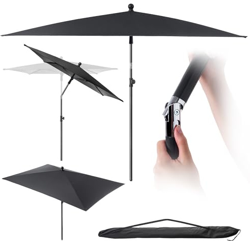 KADAX Parasol de balcon rectangulaire, 210 x 140 cm, réglable en hauteur, pour balcon et terrasse, parasol de terrasse pliable avec sac de transport