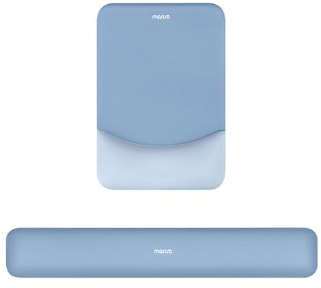 MOSISO Handgelenkstütze für Mauspad&Tastatur Set, Rechteckig Ergonomisch Mauspad Rutschfest Basis Home/Büro Schmerzlinderung&Typing Kissen mit Neopren Cloth&Erhöht Gebogen Memory Schaum,Steinblau